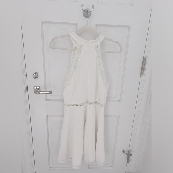 Lulus Reach Out My Hand White Lace Skater Halter Mini Dress XL - Picture 7 of 12